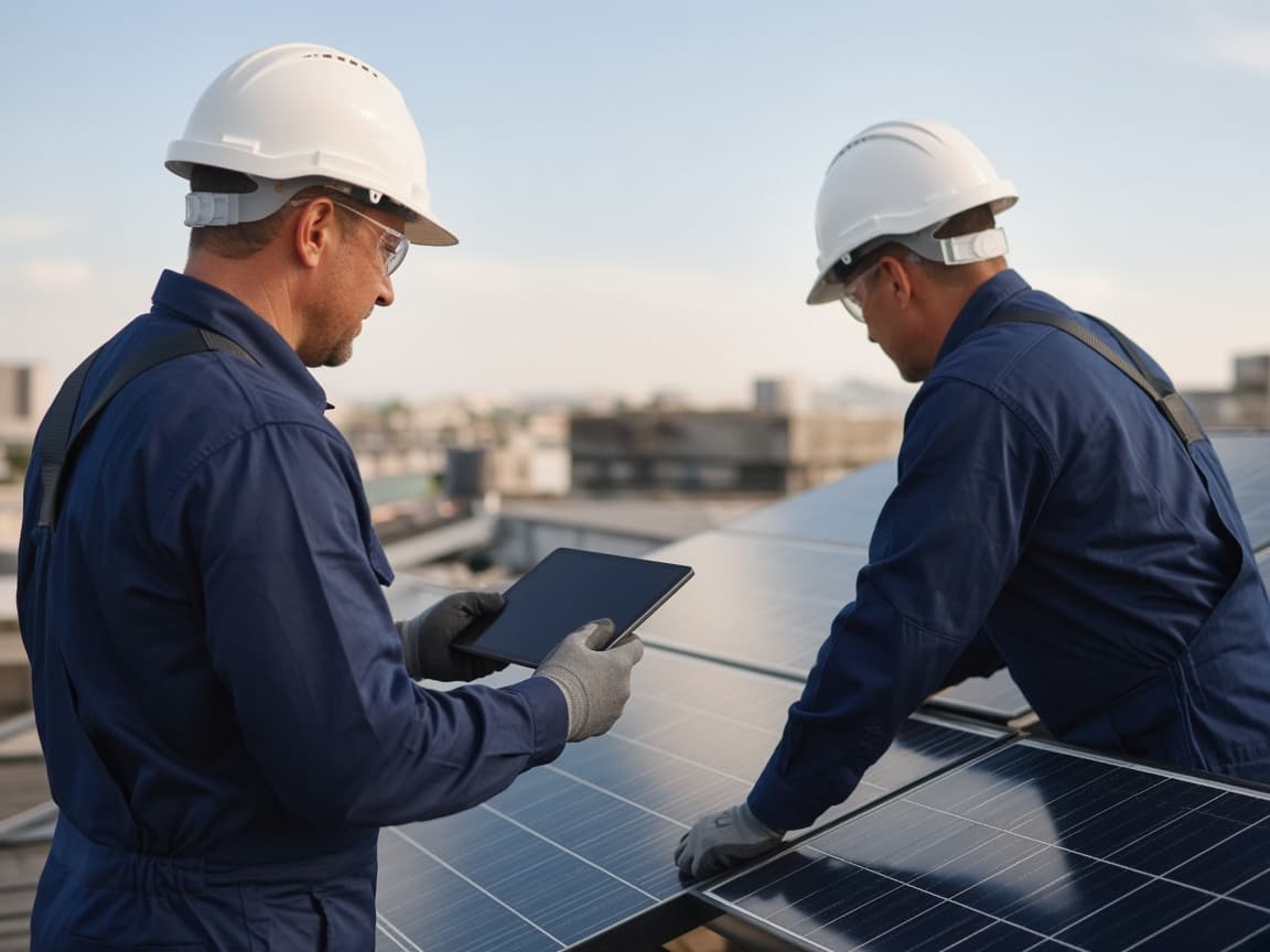Sun Power Solar technicians installing panels